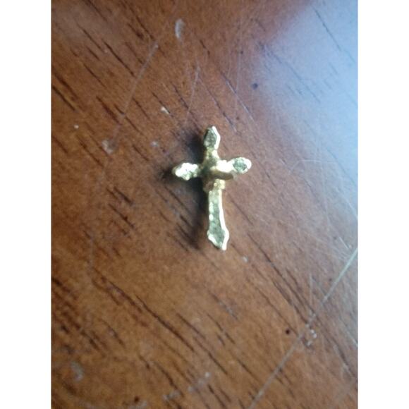 Vintage Christian Godly Cross Gold Tone Lapel Pin - Picture 3 of 4